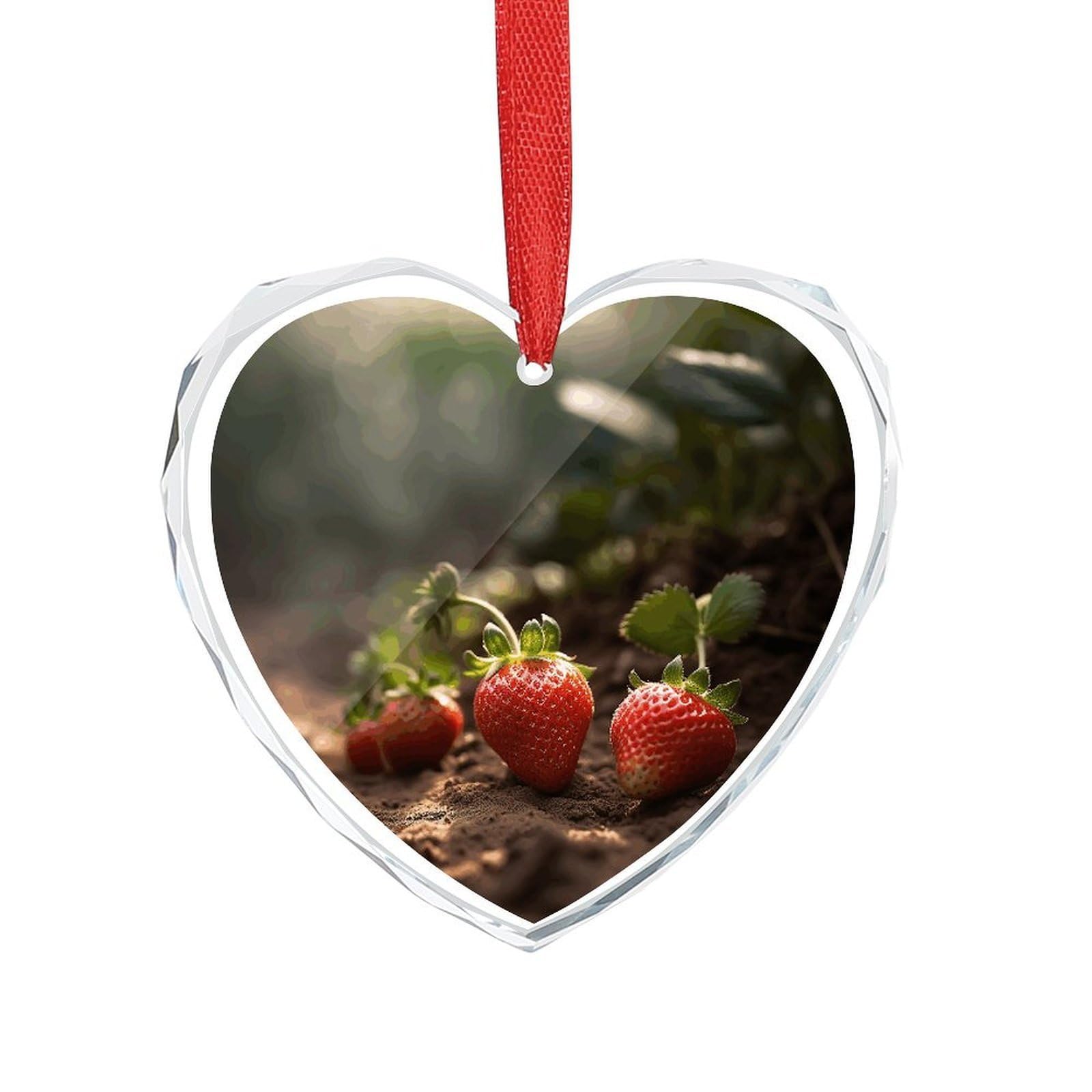 Wsoihfec Style Strawberries In The Soil Engagement Gifts For Couples, Glass Ornaments Just Married Bridal Shower Decor, Heart Keepsake Decor For Bride & Groom
