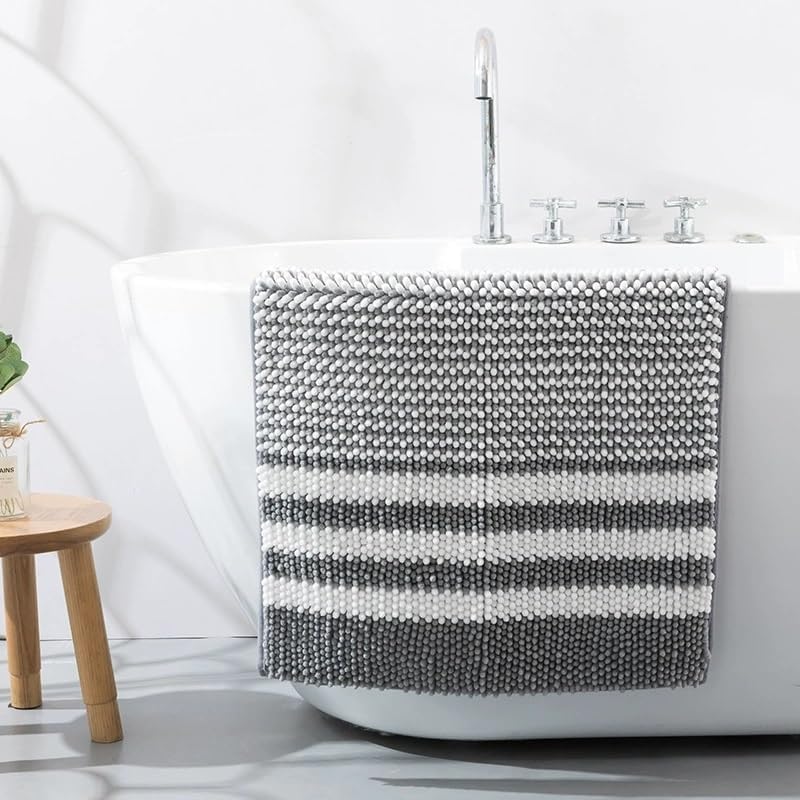 吸水性バスルームマットカーペット滑り止めバスルームトイレカーペット(Light Gray,50cmx80cm)