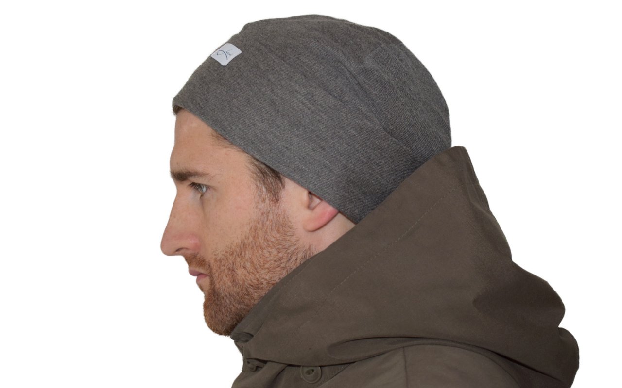 Lou-i Damska męska czapka beanie z bawełny ekologicznej Made in Germany Hat, szary, 59-60