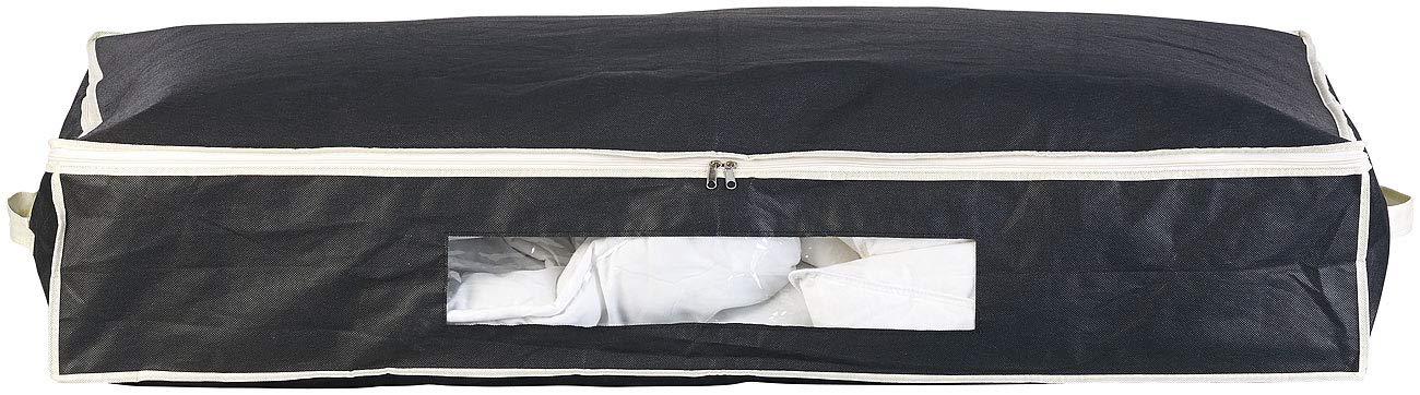 infactory Unterbett Aufbewahrung: 4er-Set Unterbettkommoden mit Sichtfenster & Handgriffen, 100x48x18 cm (Kleider-Aufbewahrung-Boxen, Allzweckbox, Decke)