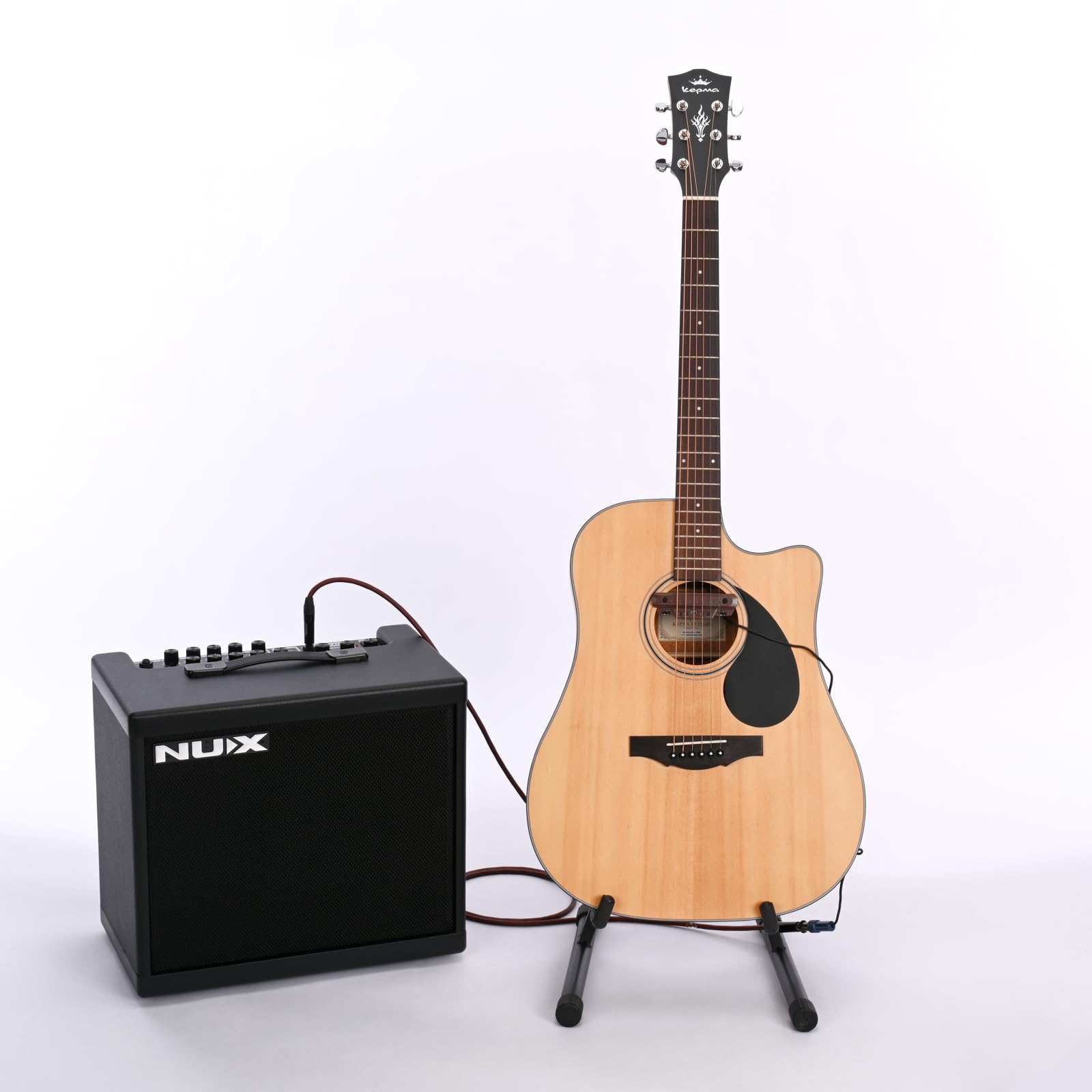 Pickup per chitarra acustica, ricaricabile, attivo, pickup per chitarra, regolabile, bobina magnetica, controllo del volume integrato, microfono, pickup acustico (venature del legno)