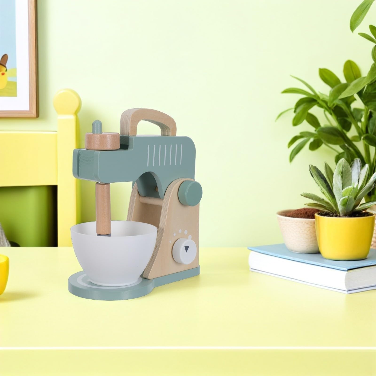 Set da Gioco Montessori Frullatore in Legno, Giocattolo Educativo per Sviluppo Creativo, Accessori Cucina per Gioco di Ruolo Singolo di Gruppo