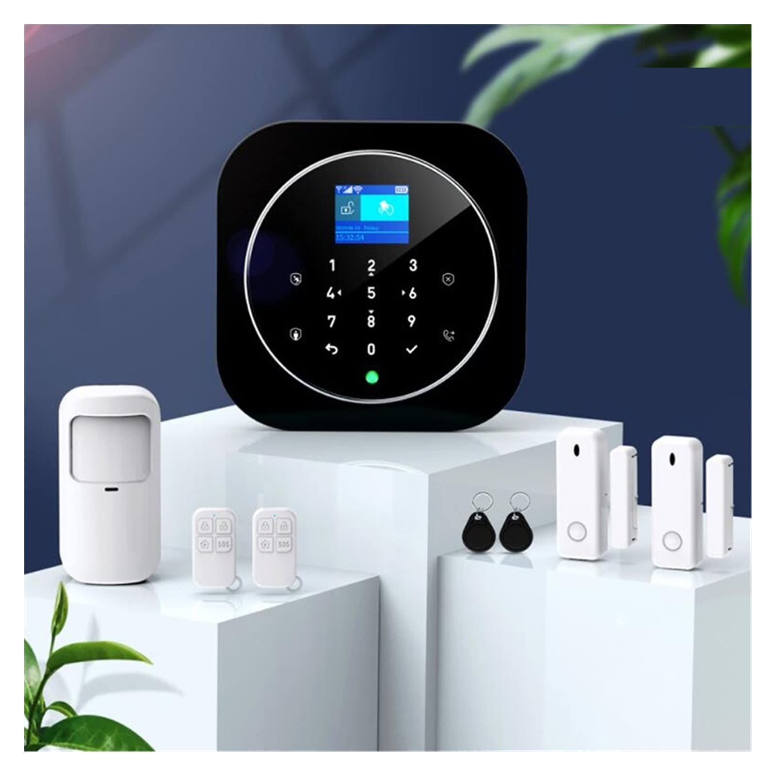 Kit Allarme Casa, Tuya Life intelligente Wifi GSM Kit di protezione della sicurezza domestica Kit Wireless Burglar Alarming Movone Rilevatore di porte Remoto Control(Black Alarm Kits)