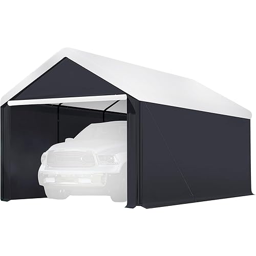 Caravan Canopy Car Tent Sidewalls for Carport, Garage & Shed, Domain, 10 x 20 Ft, Black (Roof and Canopy Not Included) - Portable Vehicle and Motorcycle Shelter - Large Outdoor Storage