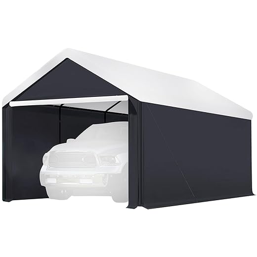 Caravan Canopy Sidewalls Only for Carport, Car Garage Tent & Shed, Domain, 10 x 20 Ft, Black