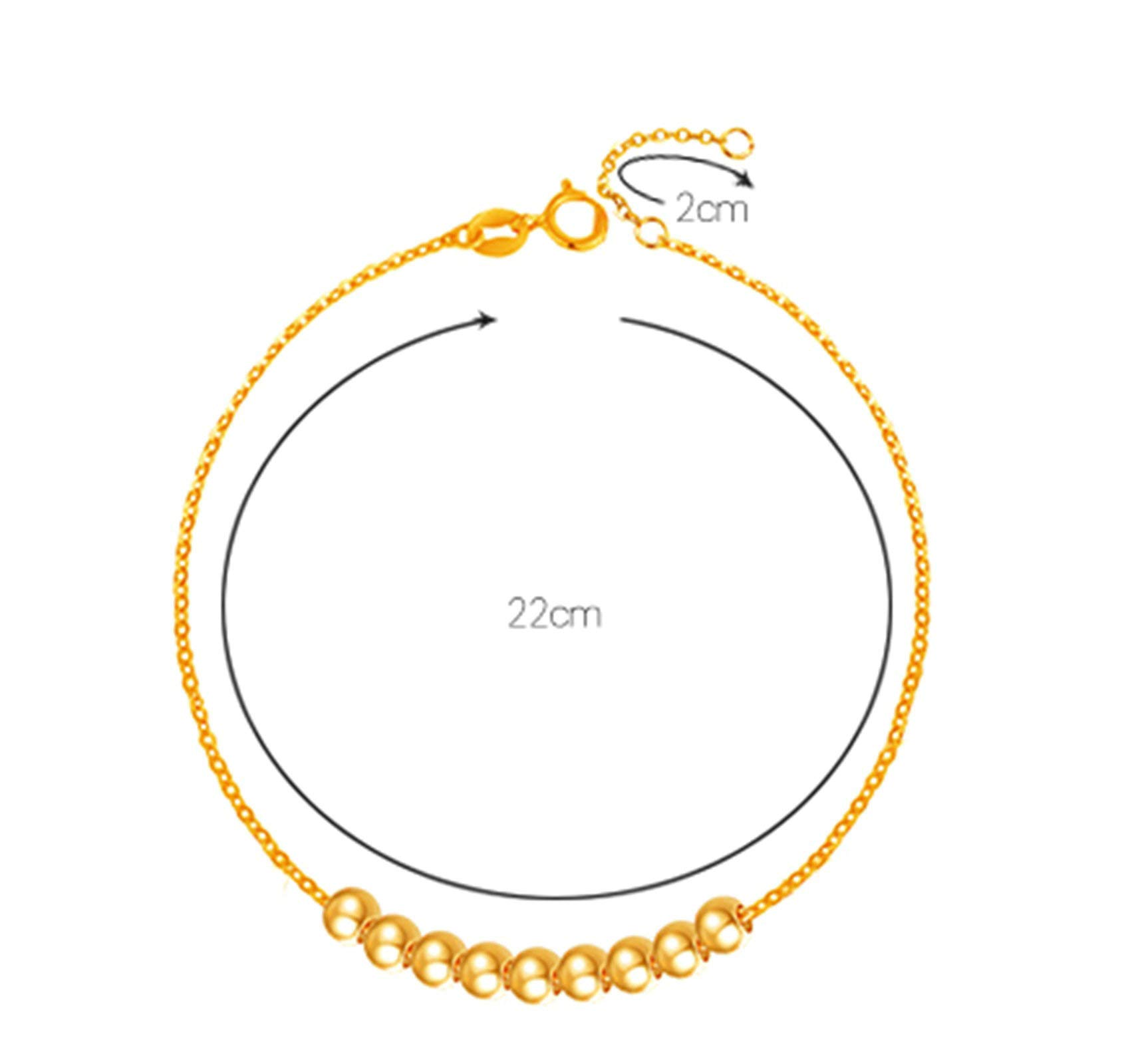 KnSam Cavigliera donna oro cavigliera donna cavigliera in oro giallo 18 carati (750) perline per donna donna donna oro, 18 karat, Oro 18 K