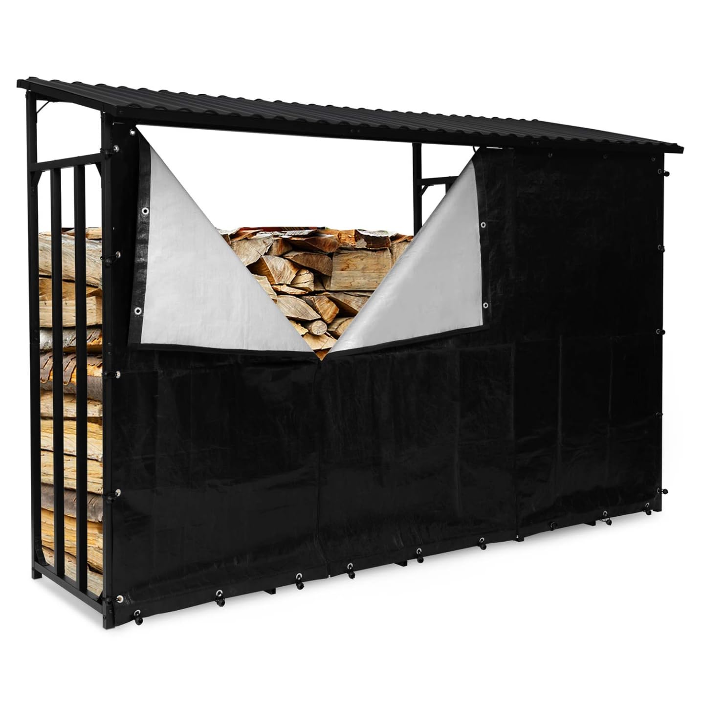 IDMarket - Abri de Stockage en Acier galvanisé pour bûches L. 274 cm avec Housse de Protection