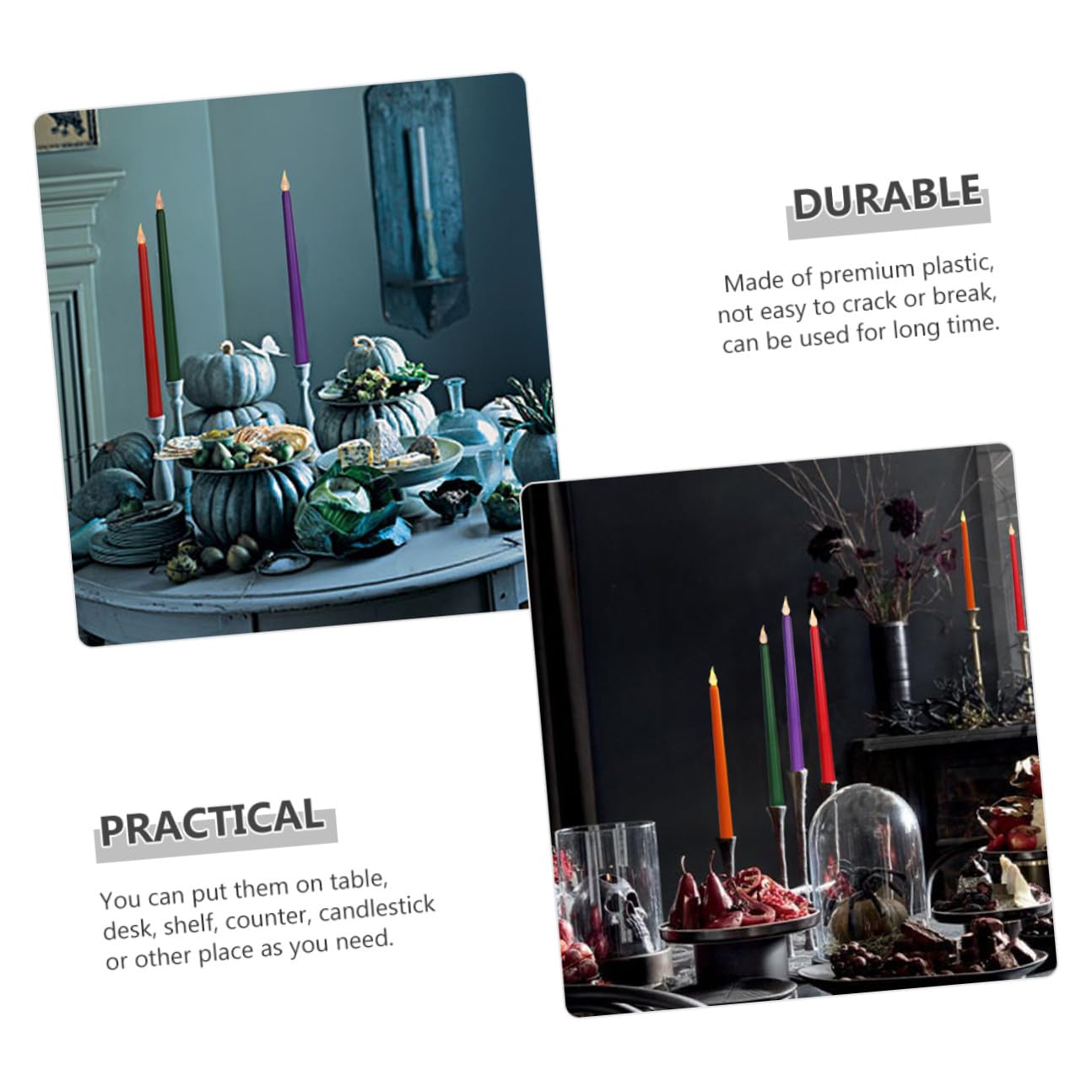 Abaodam Set 12 Candele Elettroniche senza Fiamma Design Realistico LED in Pp Alimentate a Batteria per Decorazione Casa su Scrivania e Mensola Verde
