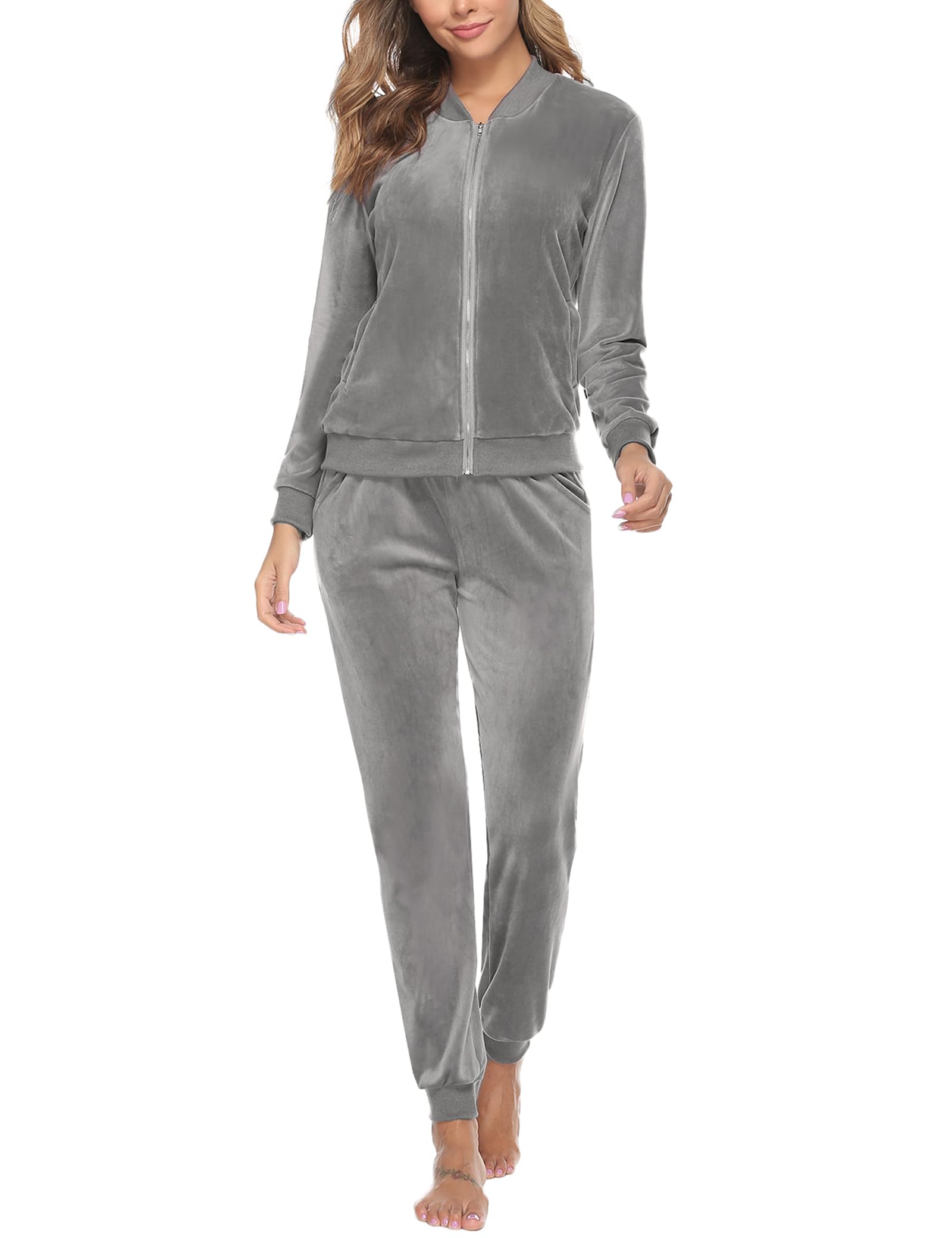 Totatuit Velour Tracksuit Womens Sweatsuit Set Long Sleeve Zip Up Jacket  Drawstring Sweatpants Outfit