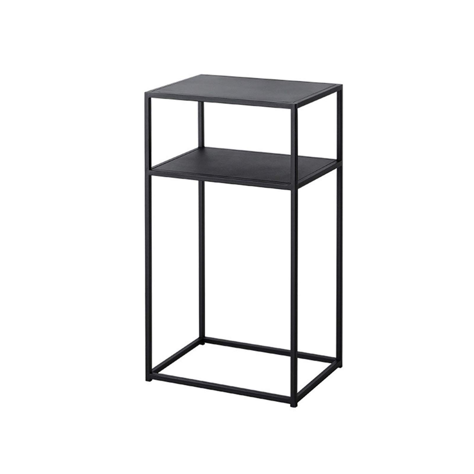 Comodino, consolle in metallo 40 * 30 * 70 cm Tavolino a 2 piani Tavolino da salotto per la casa Tavolino da caffè robusto antiruggine (Dimensioni: 40 * 30 * 70 cm, Colore: nero)