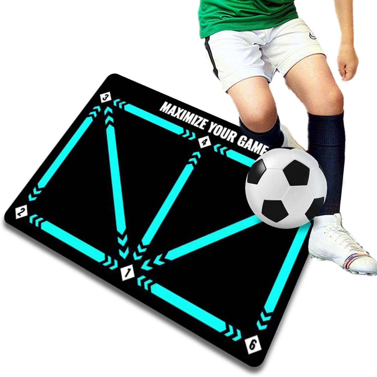 Soccer Training Mat,Non-Slip Silent Football Footstep Train ing Mat,Enhance Footwork and Ball Control,Durable Soccer Mat Training Tool for Ball