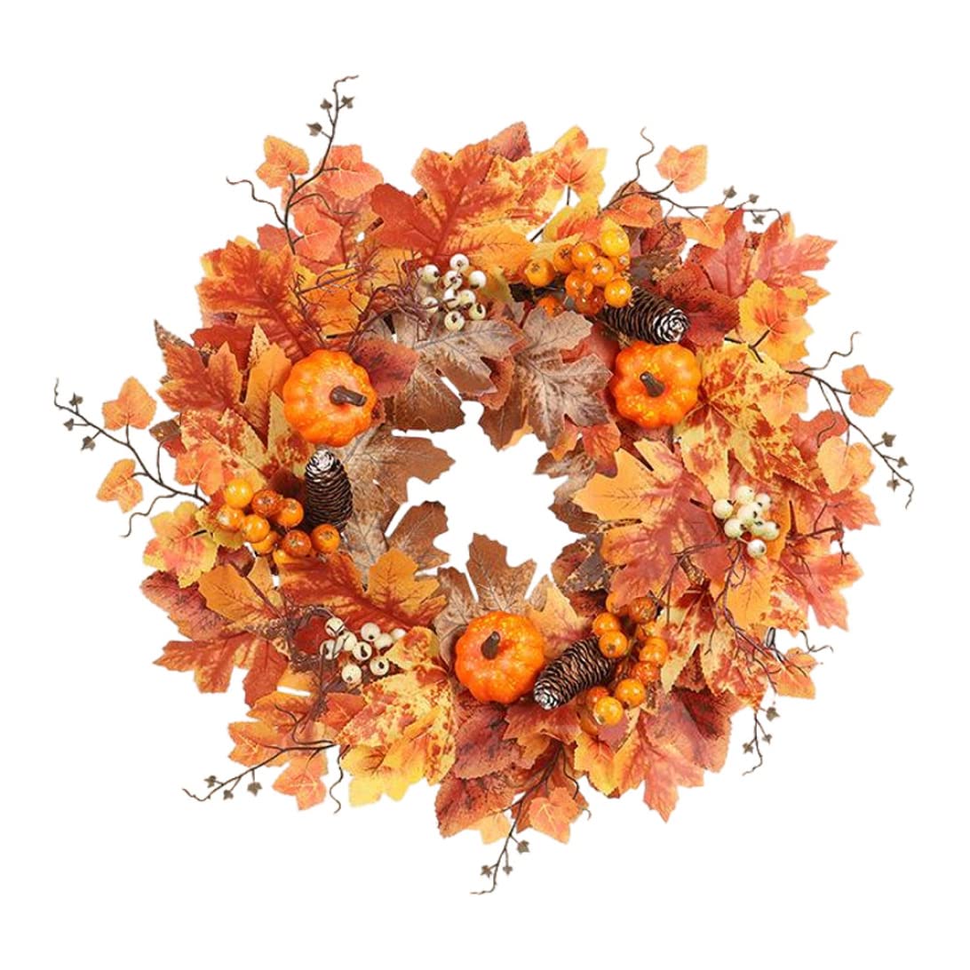 Couronne d'automne Halloween citrouille feuille d'érable décoration porte fenêtre Thanksgiving
