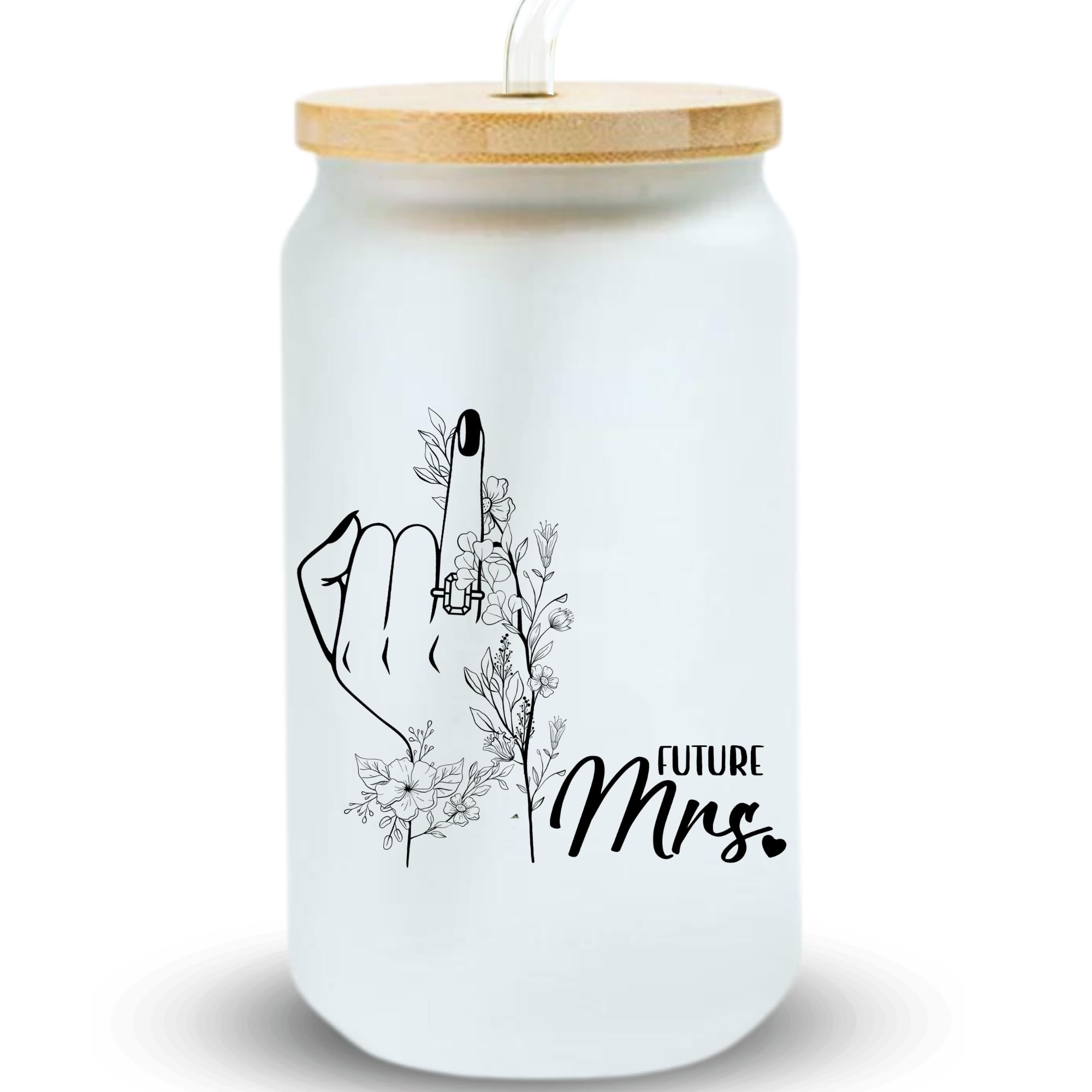 Future Mrs Gifts Glass Coffee Cups, Engagement Gifts For Women, Newly Engaged Gifts For Her, Mrs Cup Gift for Bride Bachelorette Party (Future Mrs)