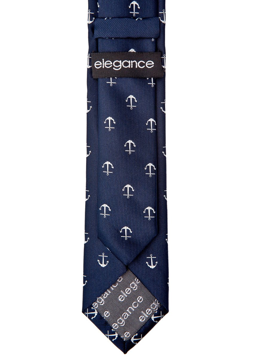 Patrón clásico de anclaje tejido microfibra 2 corbata flaca, Azul marino 3
