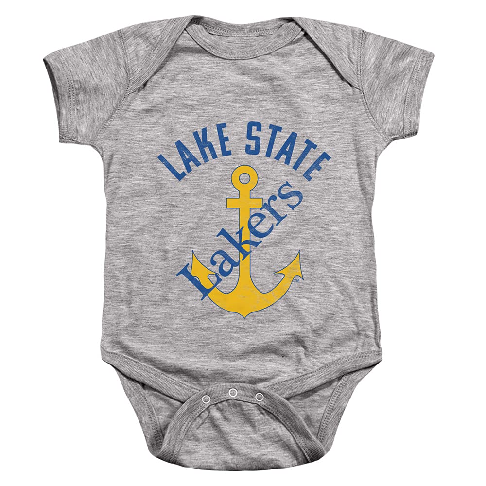 Lake Superior State University Official Lakers Logo Unisex Infant Snap Suit for Baby,Athletic Heather, 6 Months