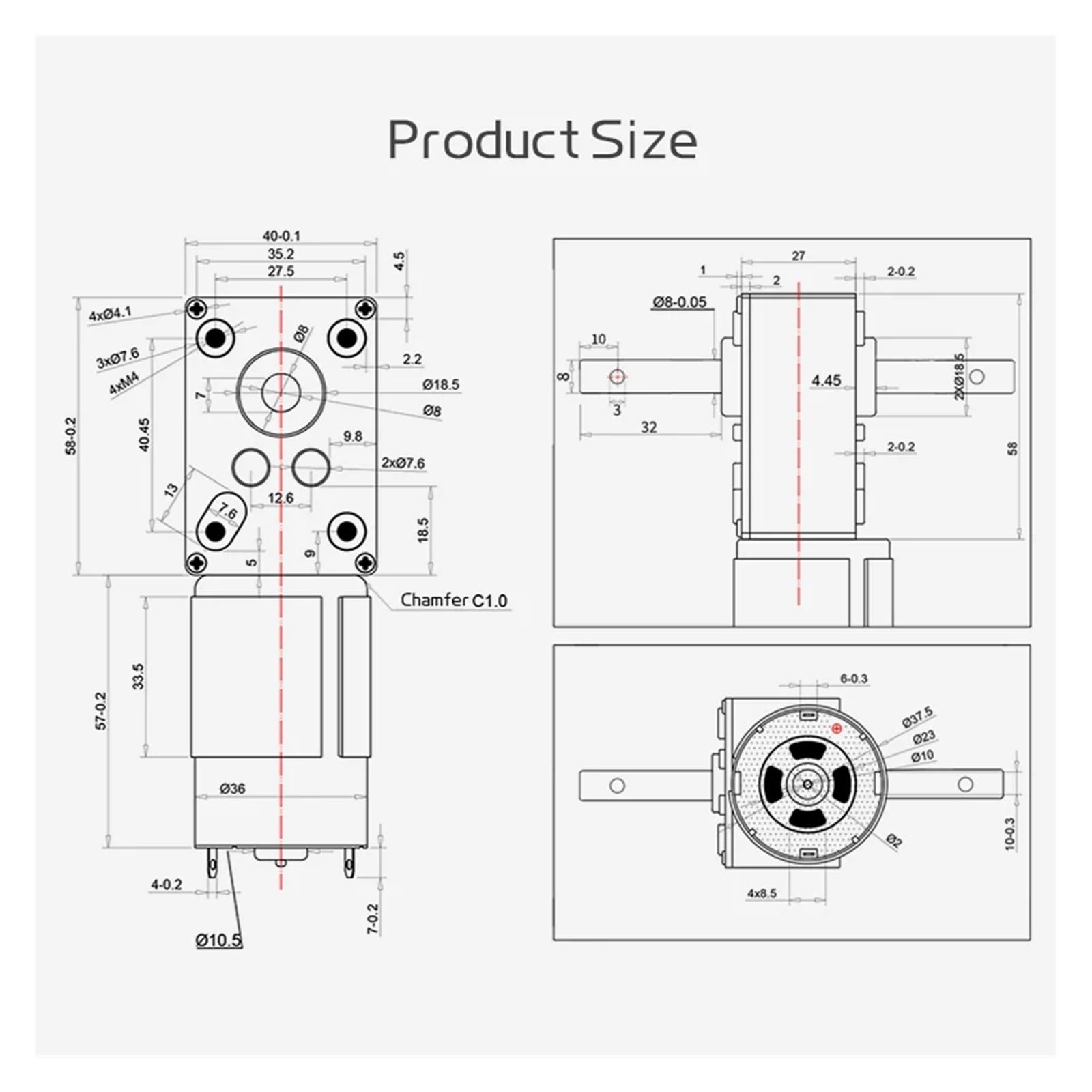 5840-555 miniature brushed DC motor 12V~24V bidirectional round shaft 32MM switching forward and reverse speed regulating motor(260RPM_12V BRACKET MOTOR)