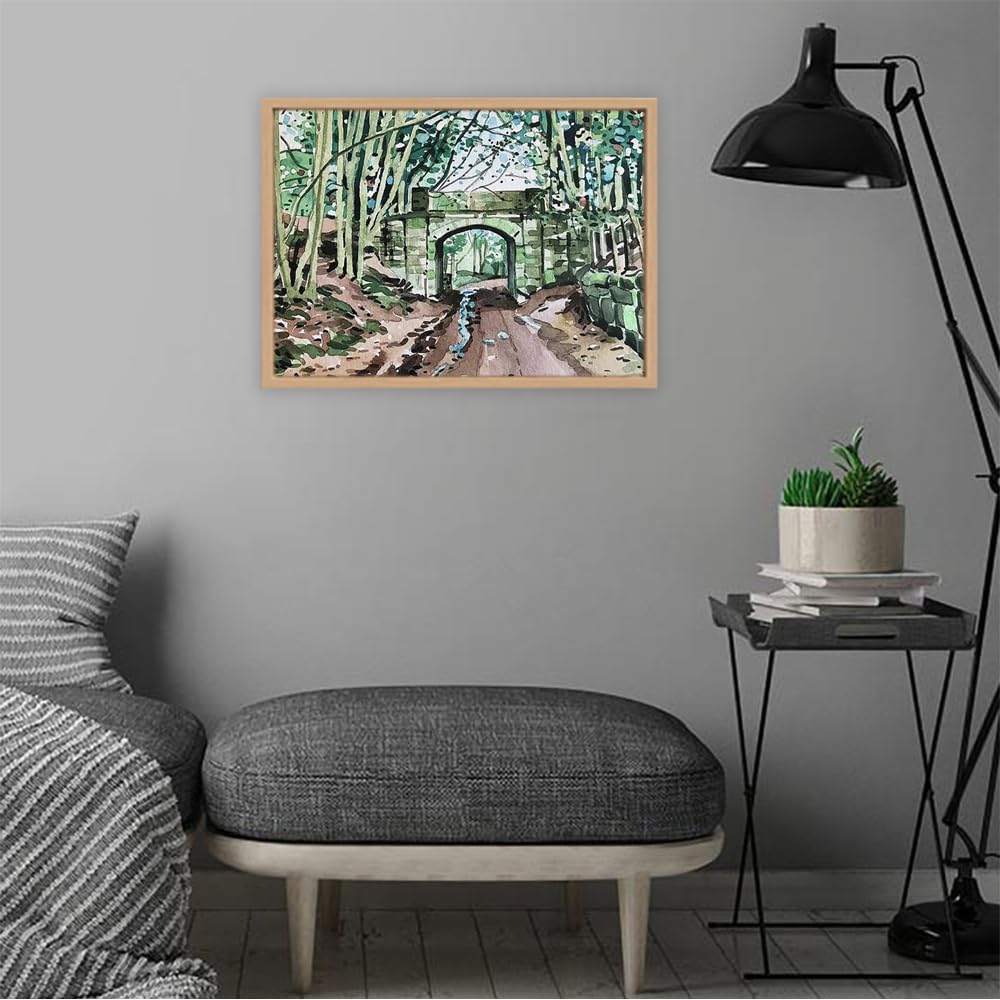 VERRE ART Printed Framed Canvas Painting for Home Decor Office Wall Studio Wall Living Room Decoration (22x14inch Wooden Floater) - Country Lane - Bickerton Print