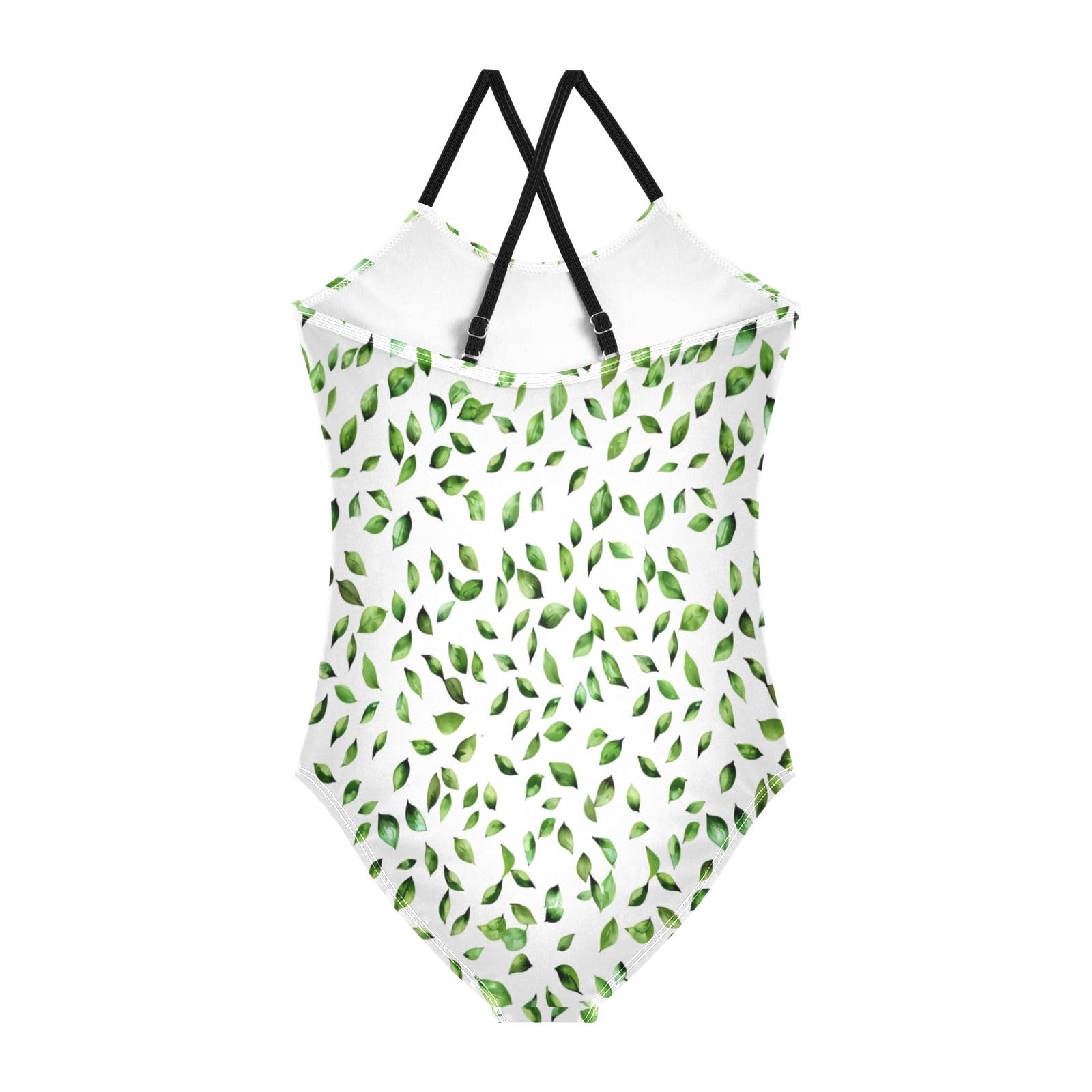 Seamless Leaf Girls One-Piece Swimsuit Beach Bathing Suit