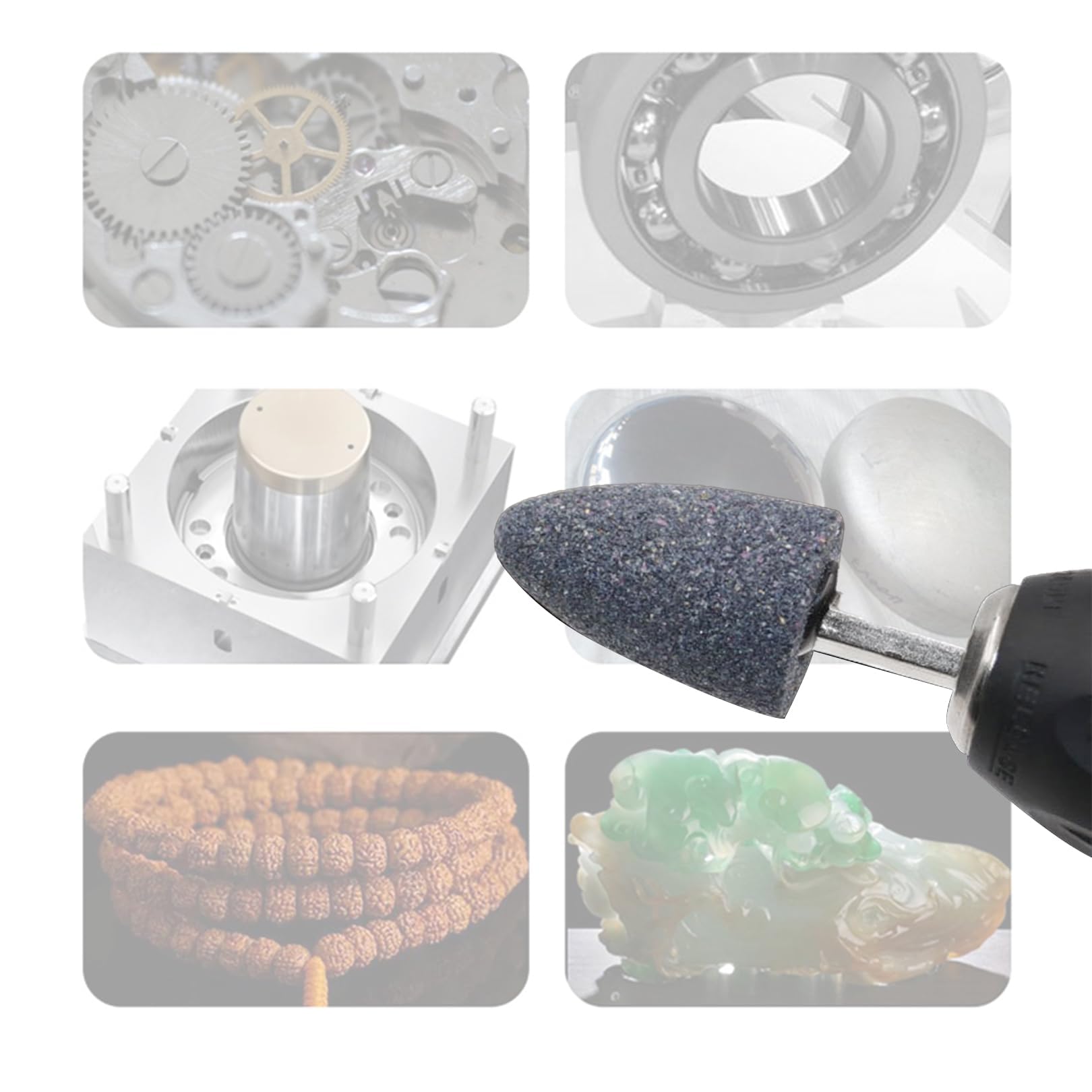 Lot de 2 pierres abrasives à tige hexagonale - Tête de meule conique, petite tête de meule conique, pierre de meulage de forme unique, pour perceuse à outils rotatifs, polissage, ébavurage, sculpture.