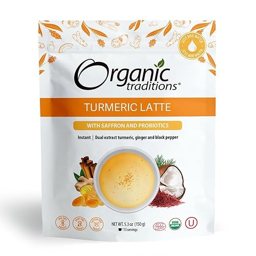 Organic Traditions Latte tumérico probiótico azafrán orgánico 529oz