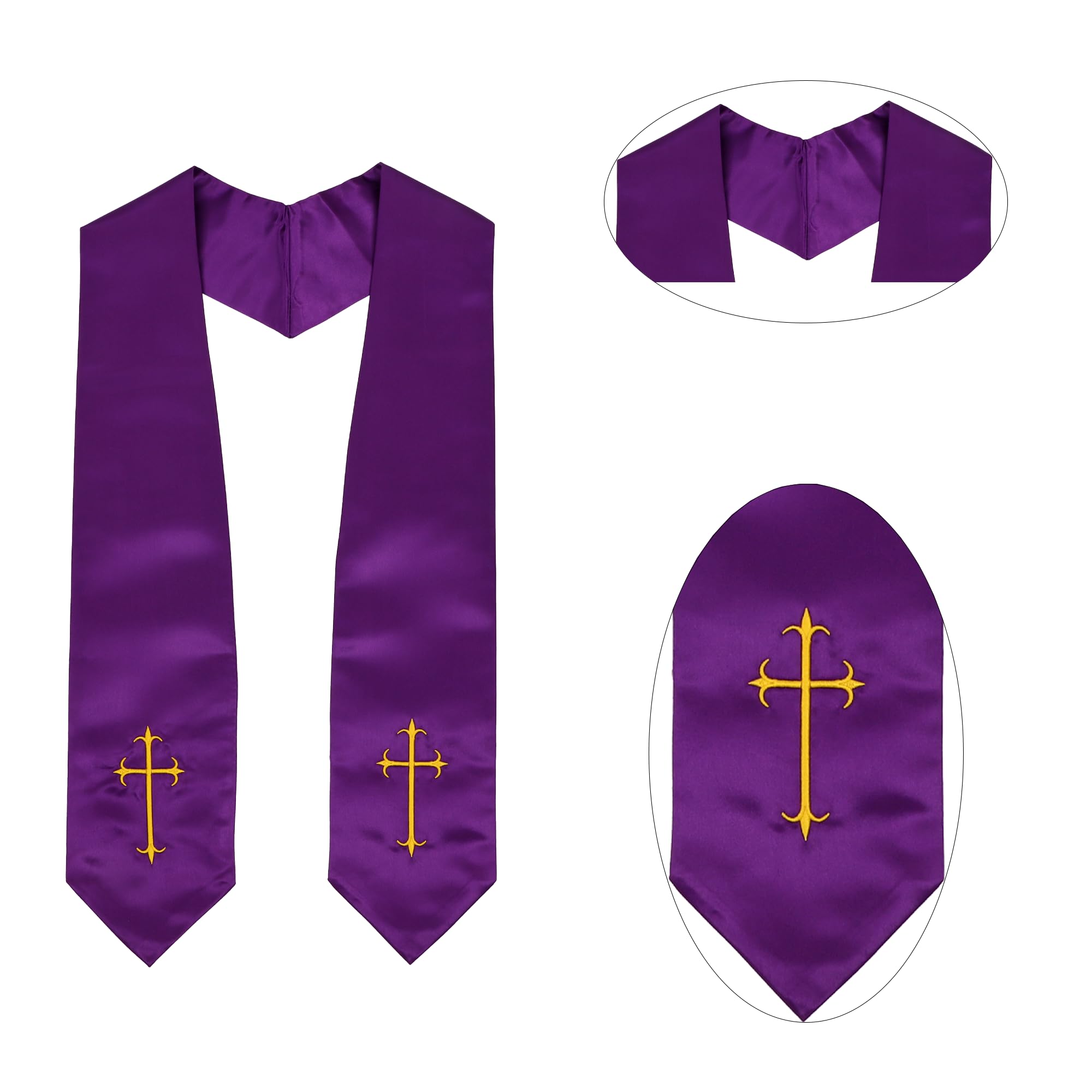 Erligo Adults' Traditional Church Choir Stoles with Embroidery Cross 60