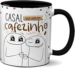Caneca Flork Namorados Casal Que Ama Um Cafézinho Presente (Preta)