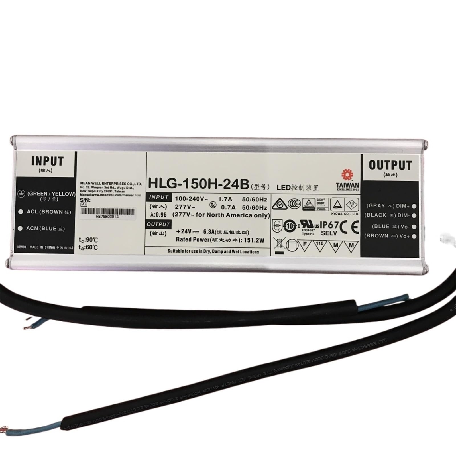 Transformateur d'éclairage LED étanche IP67 ELG-300-12A ELG-300-24A, alimentation AC-DC 12 V 24 V, pilote LED(HLG-150H-30B 30V)