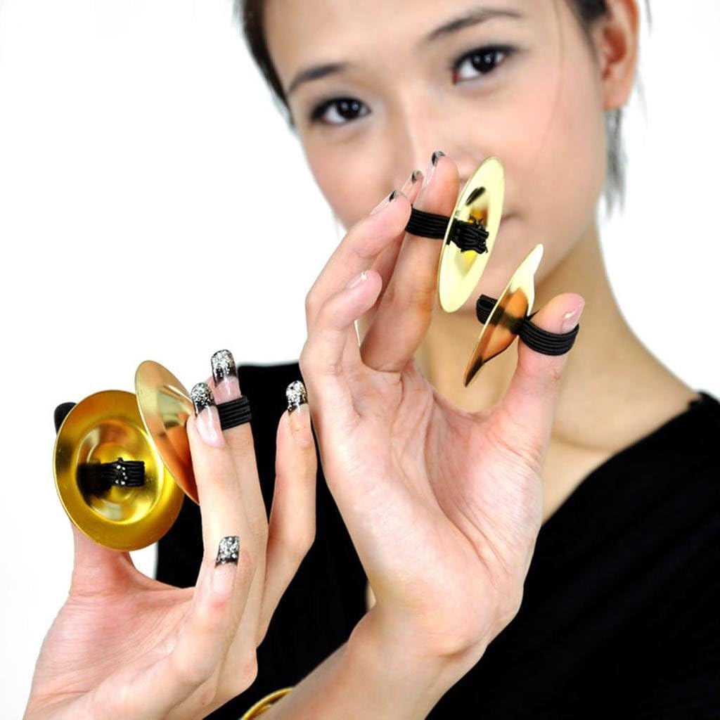 Wgwioo Belly Dancing Gold Finger Cymbals Musical Instrument Percussion Plus Copper Zills