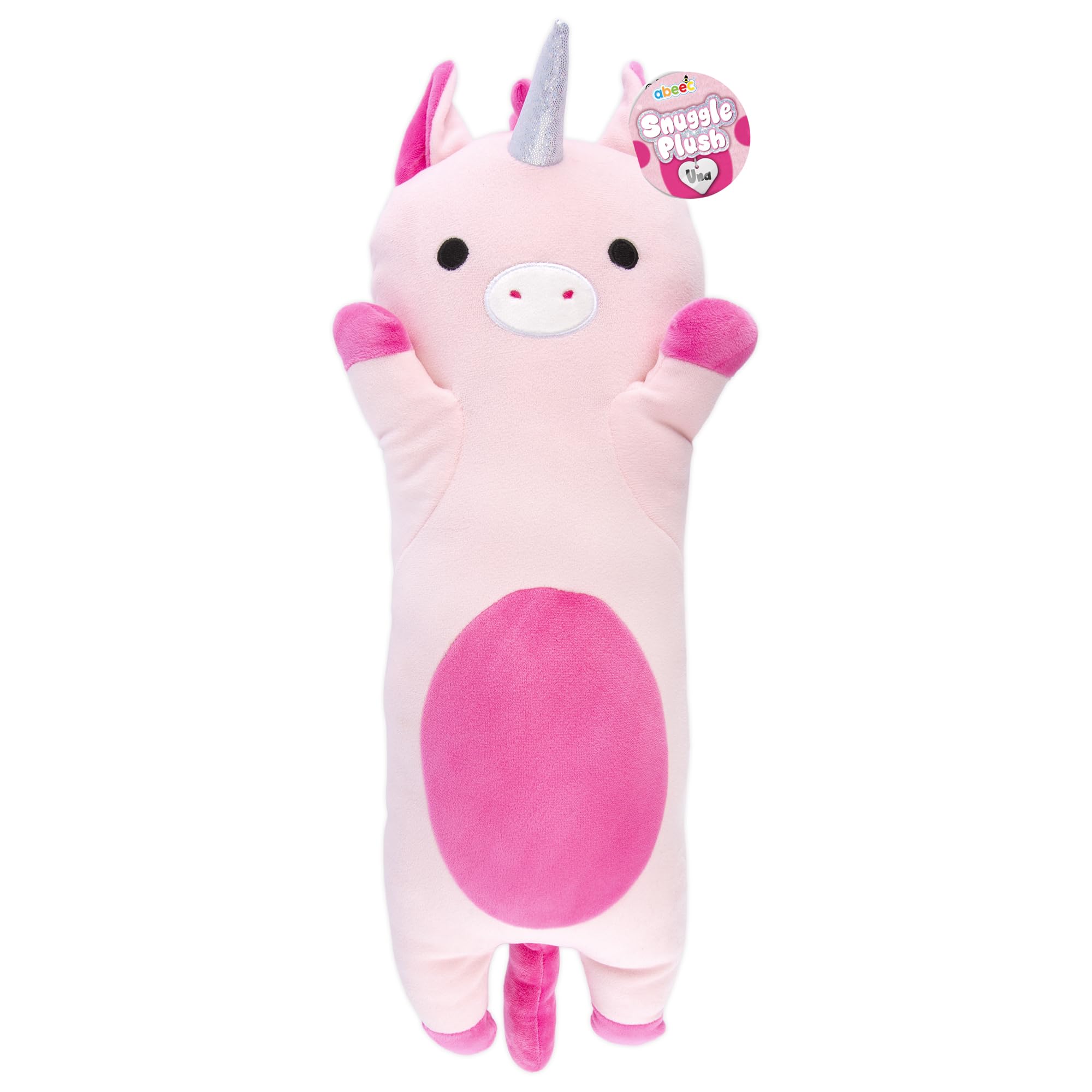abeec 45cm Unicorn Snuggle Plush | Una the Pink Sparkle Unicorn | Soft Stuffed Pillow Plushie | Cuddly Bedtime Companion | Embroidered Features | Magical Toy Gift for Girls