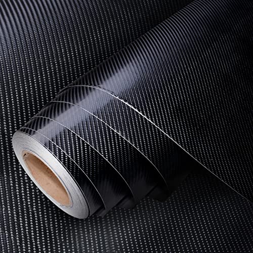 Yescom 5x100 FT 4D Carbon Fiber Vinyl Wrap Roll for Car with Air Release Film UV Resistant Sticker Vehicle Laptop Black