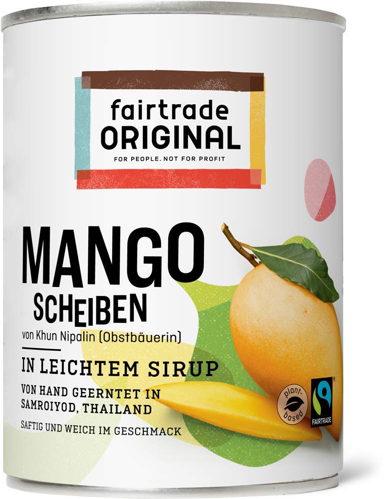 fairtrade ORIGINAL Mango in Scheiben aus Thailand 12 x 425g | Im Erzeugerland entwickelt und verpackt, Fairtrade zertifiziert, für viel Gerichte bestens geeignet, ein Genuss