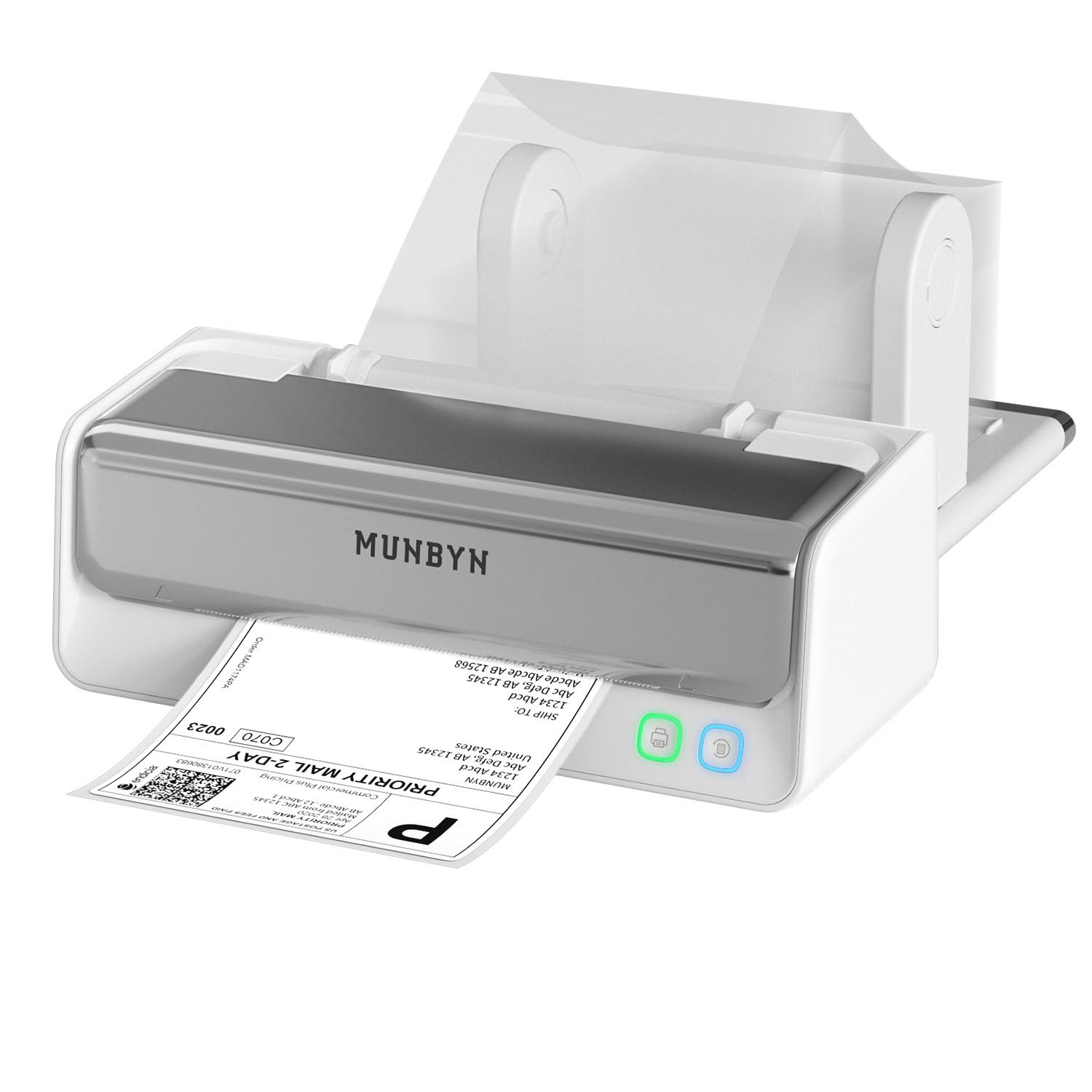 MUNBYN Imprimante Thermique 4x6 avec Tête d'impression remplaçable, Compatible iOS macOS Android Windows, Blanc