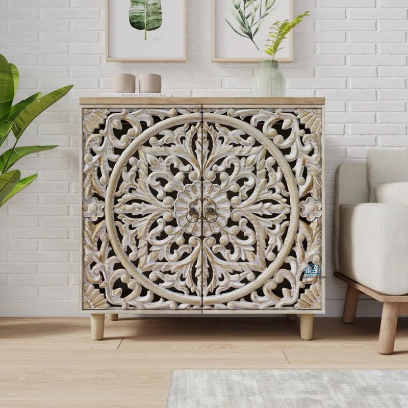 A.M INTERNATIONAL Mango Wood Chester Multipurpose Storage Cabinet Wooden Dresser for Bedroom Living Room Home (Black Gold) 36 * 15 * 30 inches (M4)-image-47