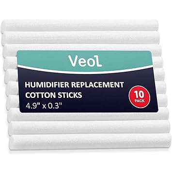 VEOL Humidifier Cotton Stick Filter Replacement, Portable Wicks Refill Sponges for USB, Travel, H2O, Mini Geniani, Hey Dewy and other Humidifiers for Office, Car, Bedroom, Small Diffuser (Pack of 10)
