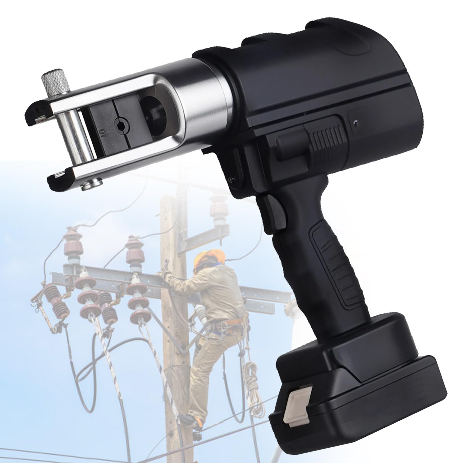 AYCDL Professional Electric Hydraulic Crimper, Cordless Crimping Tool, for Copper Aluminum Terminals, Portable Wiring Plier Kit
