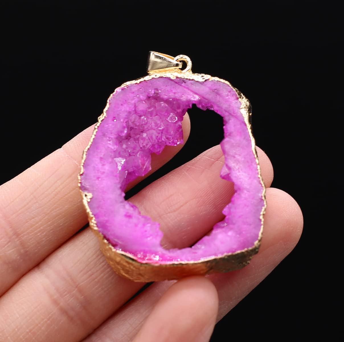 QSLLER Natural Stone Irregular Agates Crystal Bud Gold Plated Edge Sliced Pendant For Jewelry MakingDIY Necklace Accessories Gift Party - Image 5