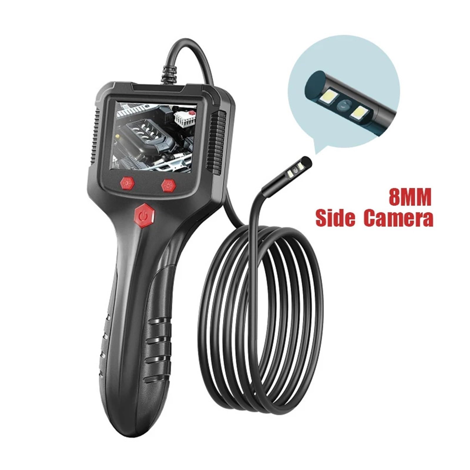 2.4 ''Schermo IPS Telecamera Endoscopio Industriale HD1080P 30 Metri Cavo Tubo Fognatura Ispezione Periscopio IP68 Impermeabile LED 2600mAh(15m,8MM Side Lens)