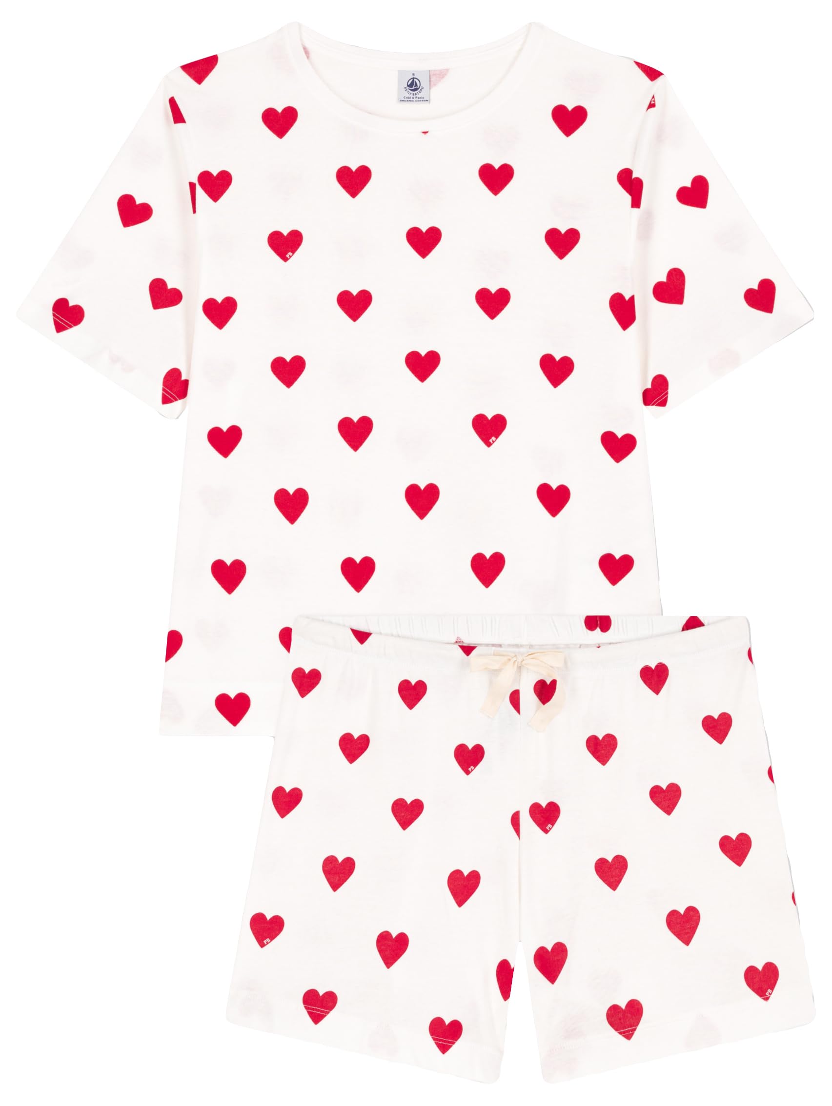 Petit Bateau Piżama damska z krótkim rękawem Marshmallow/Terkuit M, Marshmallow/Terkuit, M