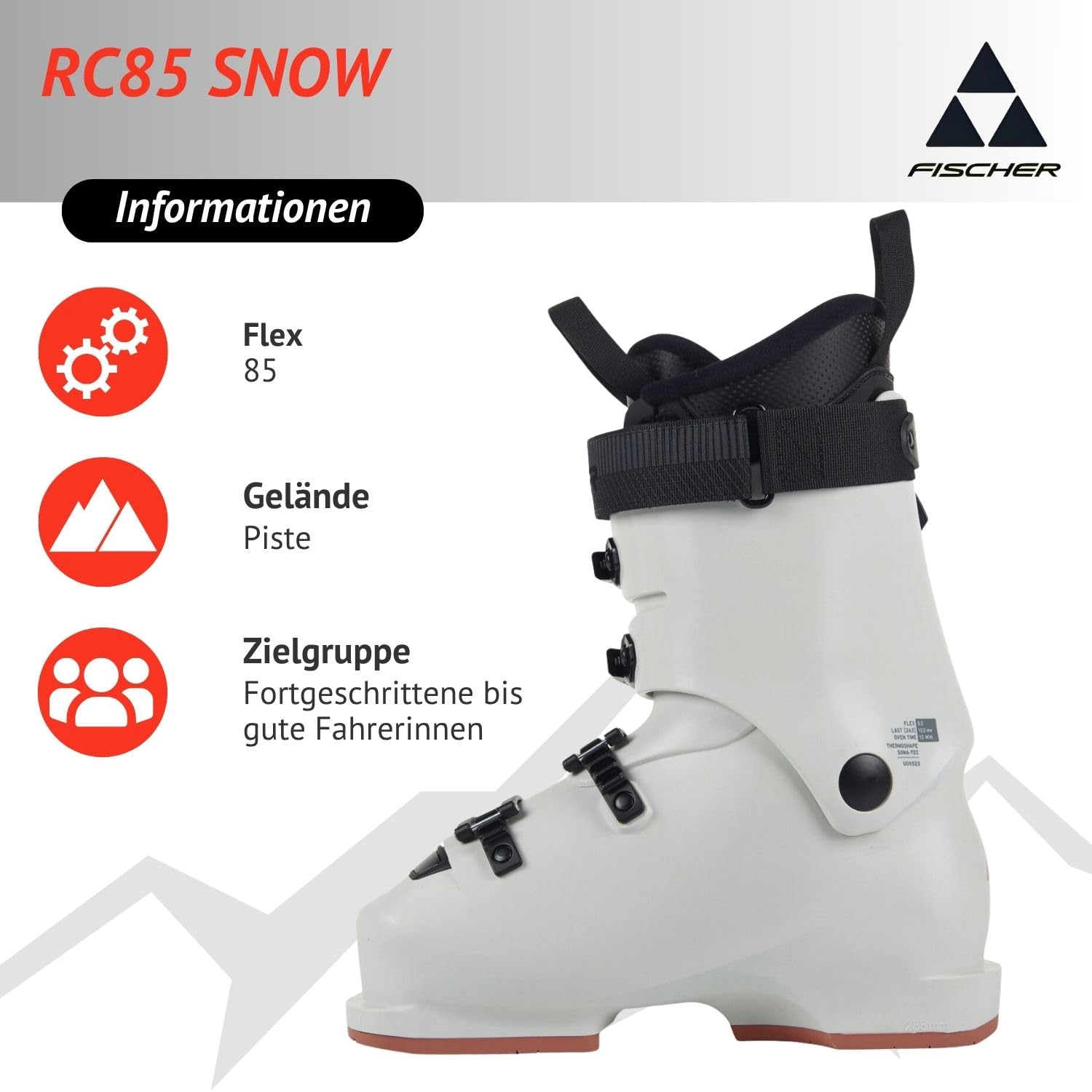 Fischer Botas de esquí, botas de esquí alpino, botas de esquí alpinas, botas de esquí RC One 8.5 – Flex 85 – Modelo 2024