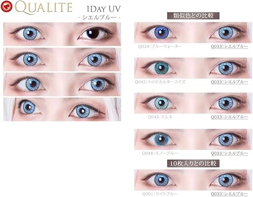 Amazon クオリテ ワンデー Uv 1箱6枚入 度あり 度なし 14 2mm Qualite 1day Uv コスプレ カラコン カラーコンタクト 青 水色 ブルー スカイブルー 高発色 シエルブルー 2 00 Qualite ソフトコンタクトレンズ