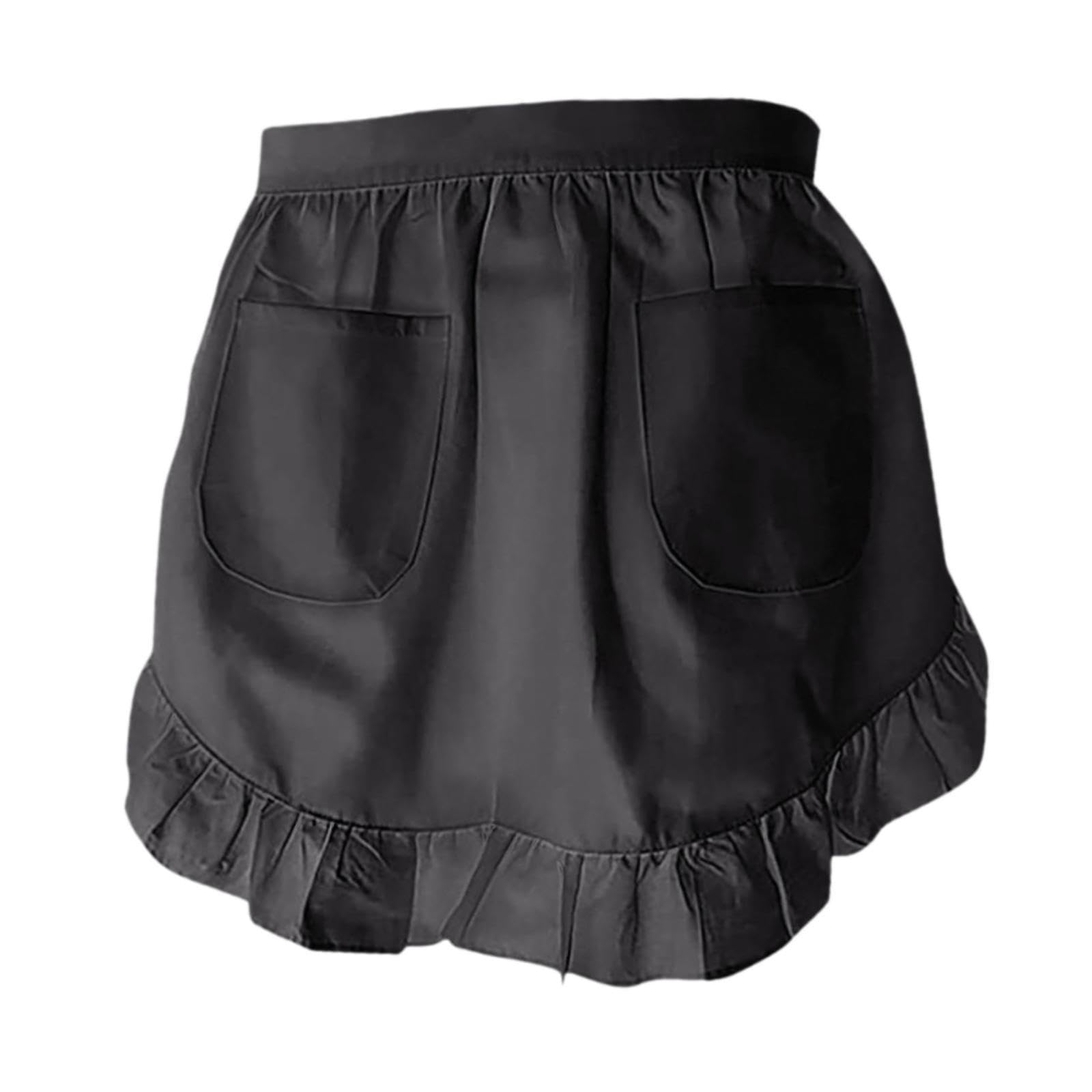 Tablier d'art noir personnalisable et tablier de cuisine court pour femme