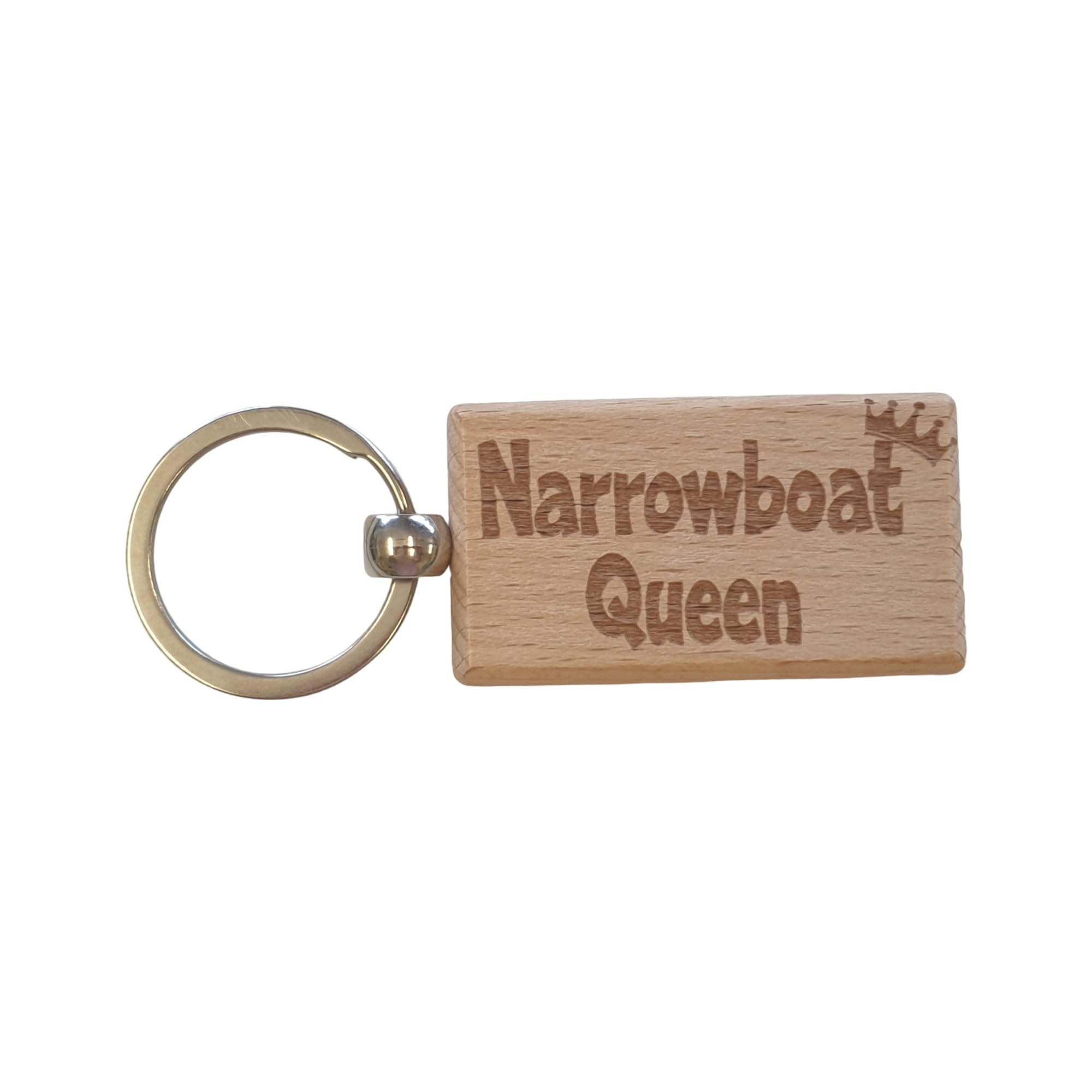 Decalarama Brown Narrowboat Keyring Gift Narrowboat Queen Cute Engraved Wooden Key Fob Fun Novelty Nice Custom Present