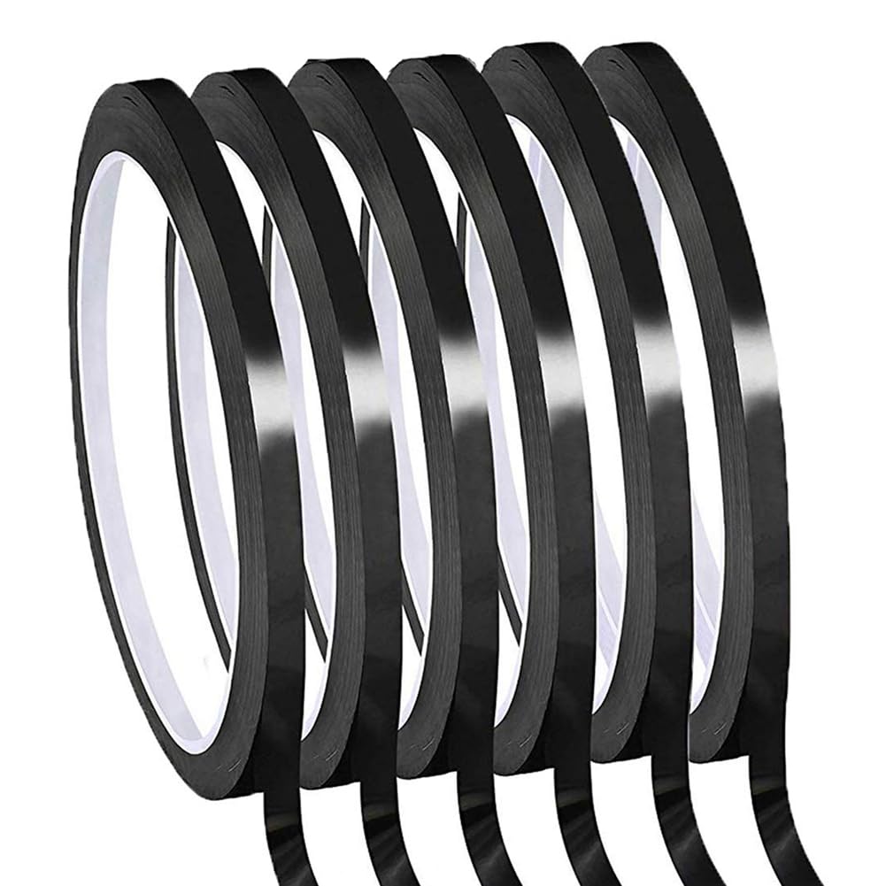 Ruitutedianzi Whiteboard Pinstripe Tape 6 Rolls 1/8Inch Thin White Board Dry Erase Line Gridding Tape (Black)