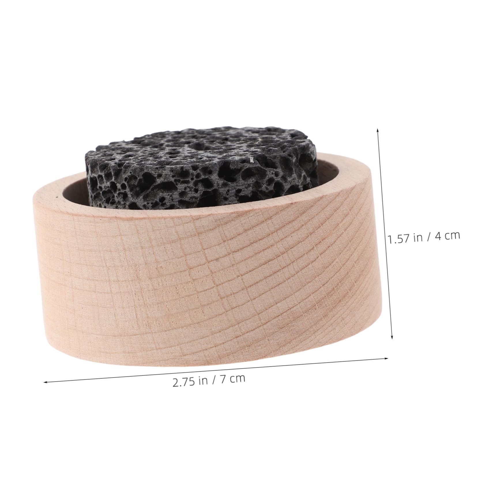 4 Stück Runde Aromatherapie Diffusor Steine aus Vulkanstein und Holz ohne Strom für Ätherische Öle im Büro und Badezimmer rutschfest und Dekorativ