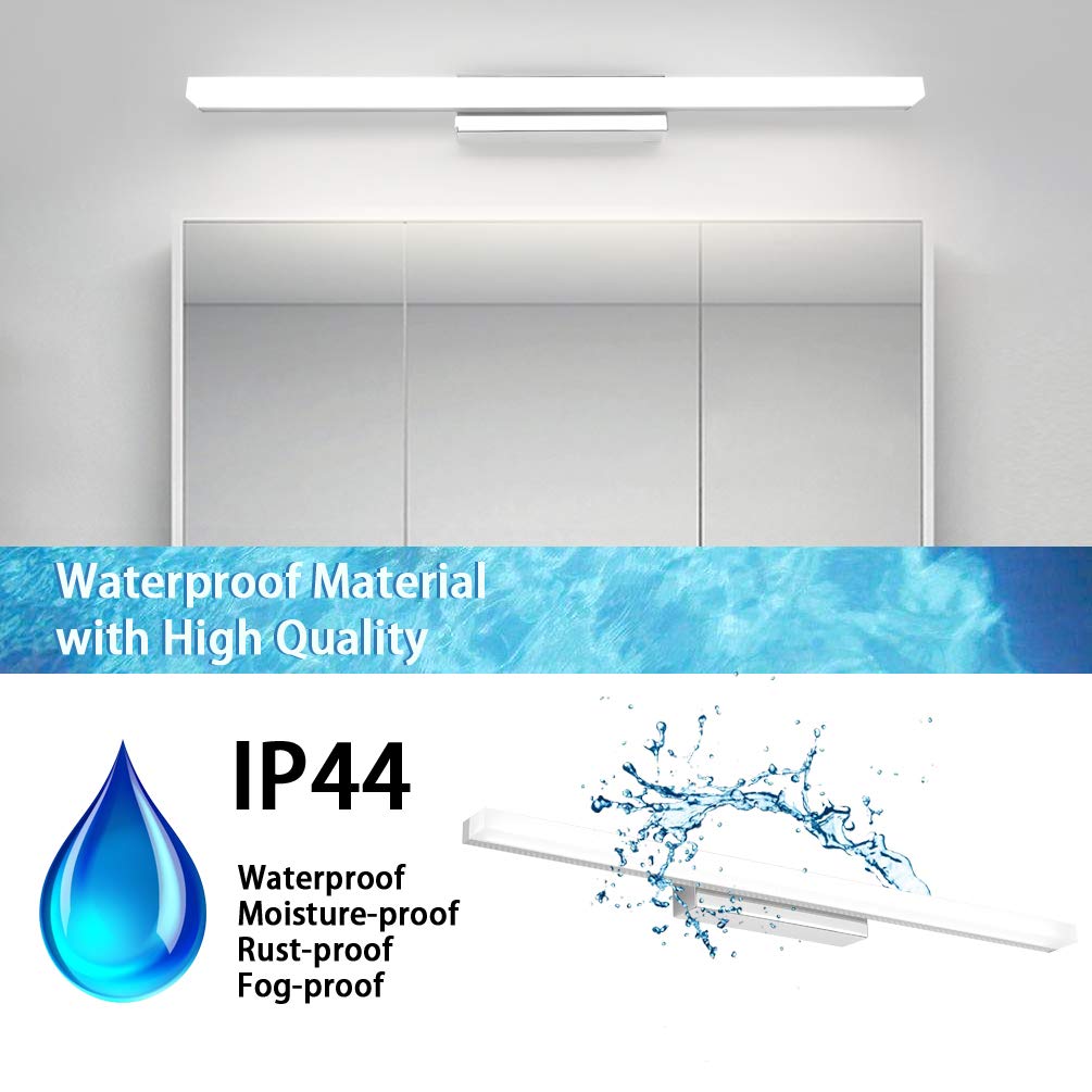 Klighten Lampara LED de Espejo Baño 14W 60cm, IP44 Apliques de Baño, Luz Pared Espejo Moderno, 910 Lumen, 110-240V, Blanco Frío 6000K