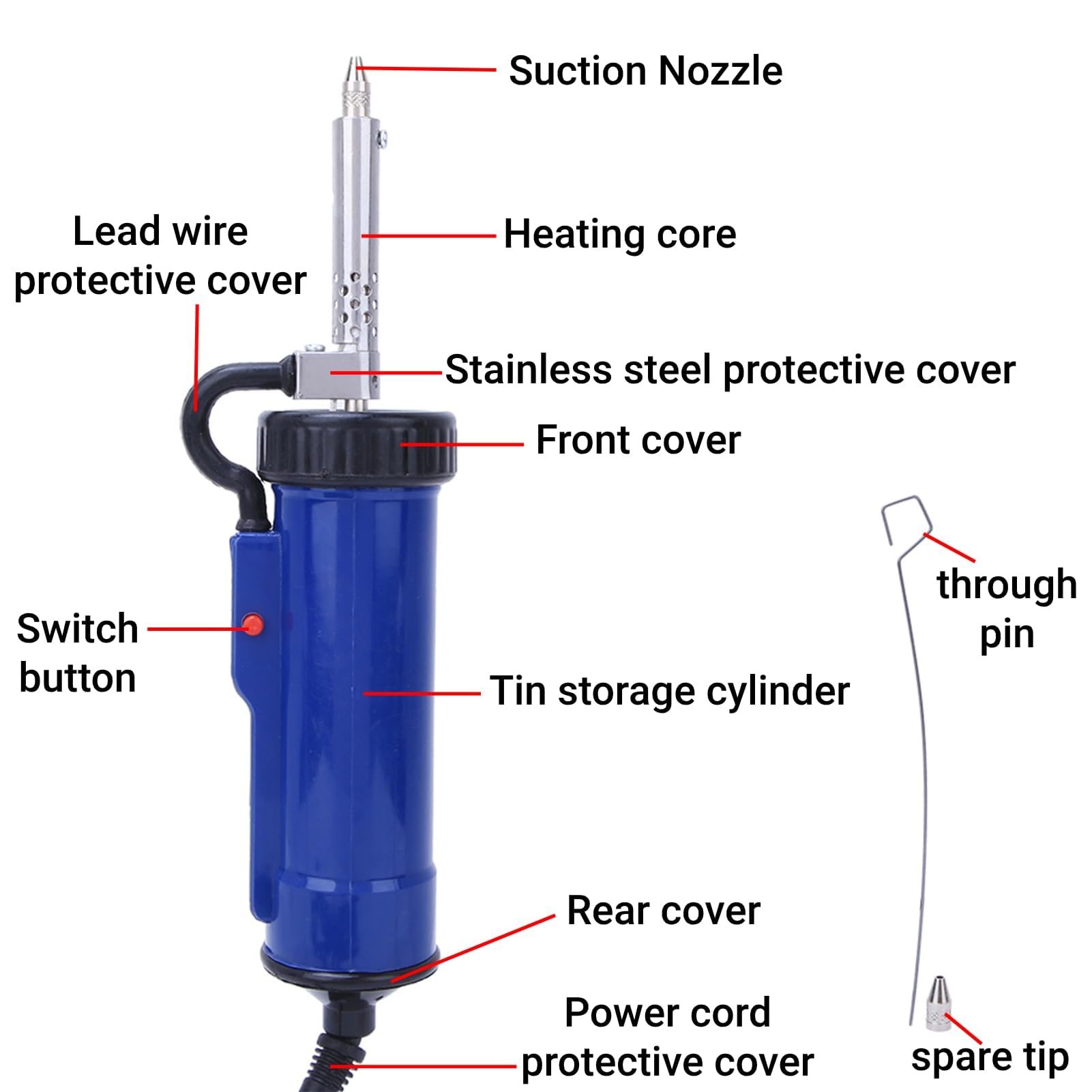 Pompe à Dessouder à Vide à Souder, ADT-3 30W Pompe à Dessouder éLectrique Entièrement Automatique, Outil De Dessoudage Sous Vide, Prise U