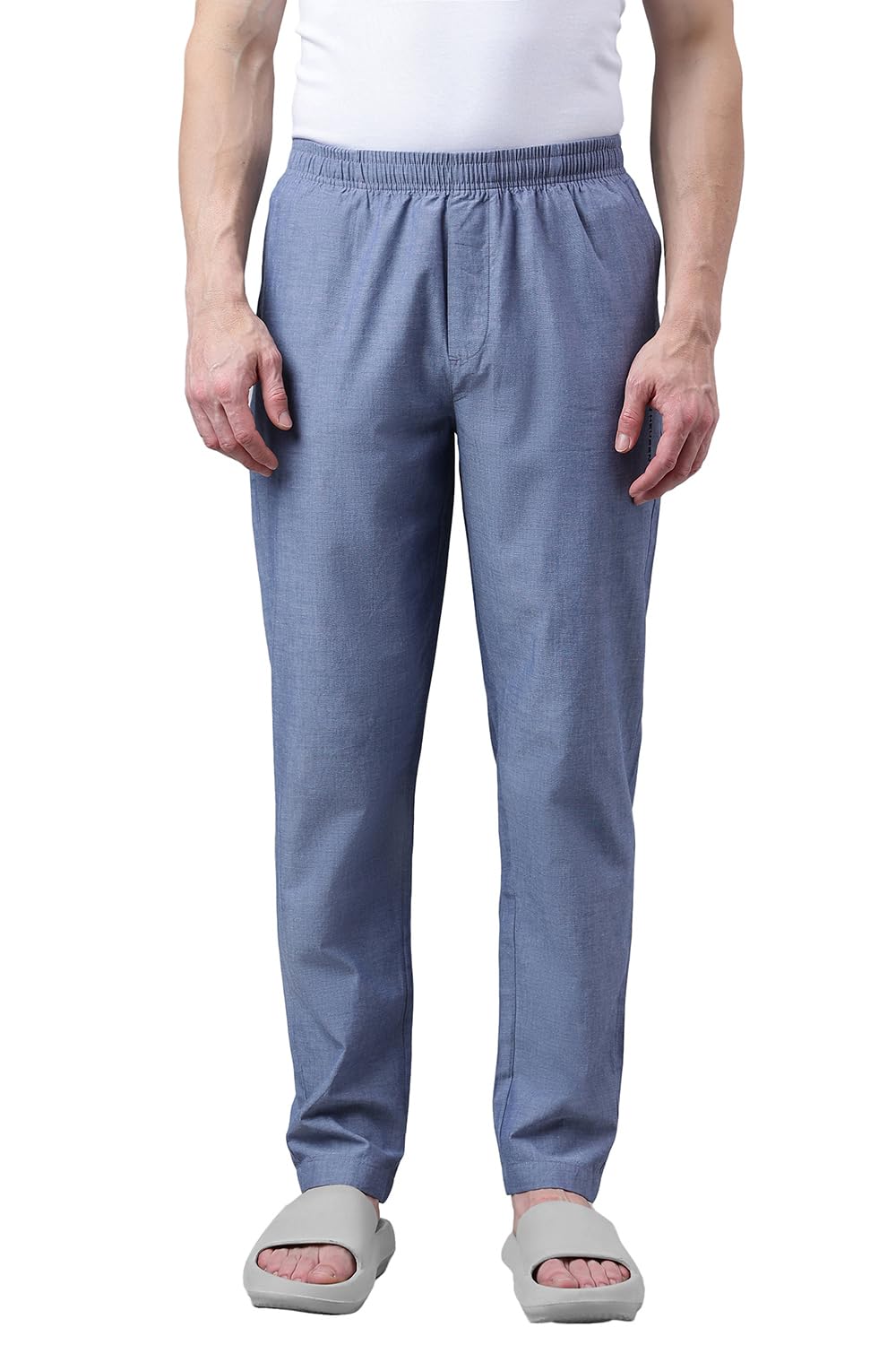 van heusen Men’s 100% Cotton Chambray Lounge Pants | Inside Drawstrings & Functional Side Pockets | Ultra-Soft Fabric | Relaxed Fit | Sweat Absorbent | Breathable Fabric | At home pyjamas | All-Day Comfort | Style 14081-picture-15