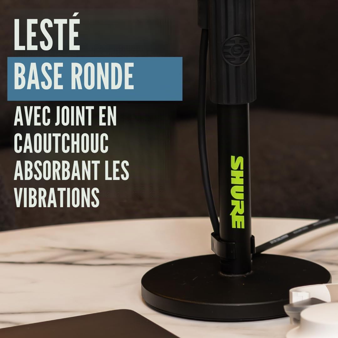 Shure Support de micro de bureau à base ronde avec embrayage rotatif réglable et base 6"