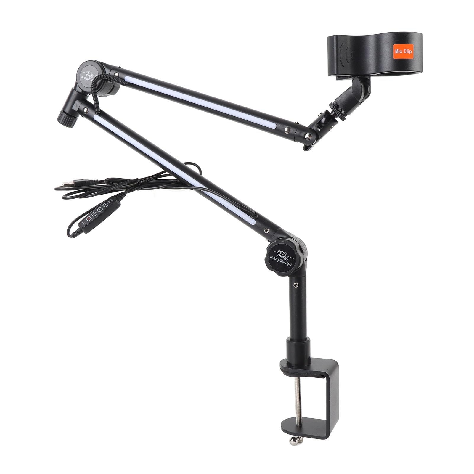 Generic Soporte de Micrófono con Brazo Articulado con Iluminación RGB Dinámica para Vídeos de Conectores de 3/8 Pulgadas y 5/8 Pulgadas Diseño Fácil de Usar para Jugadores