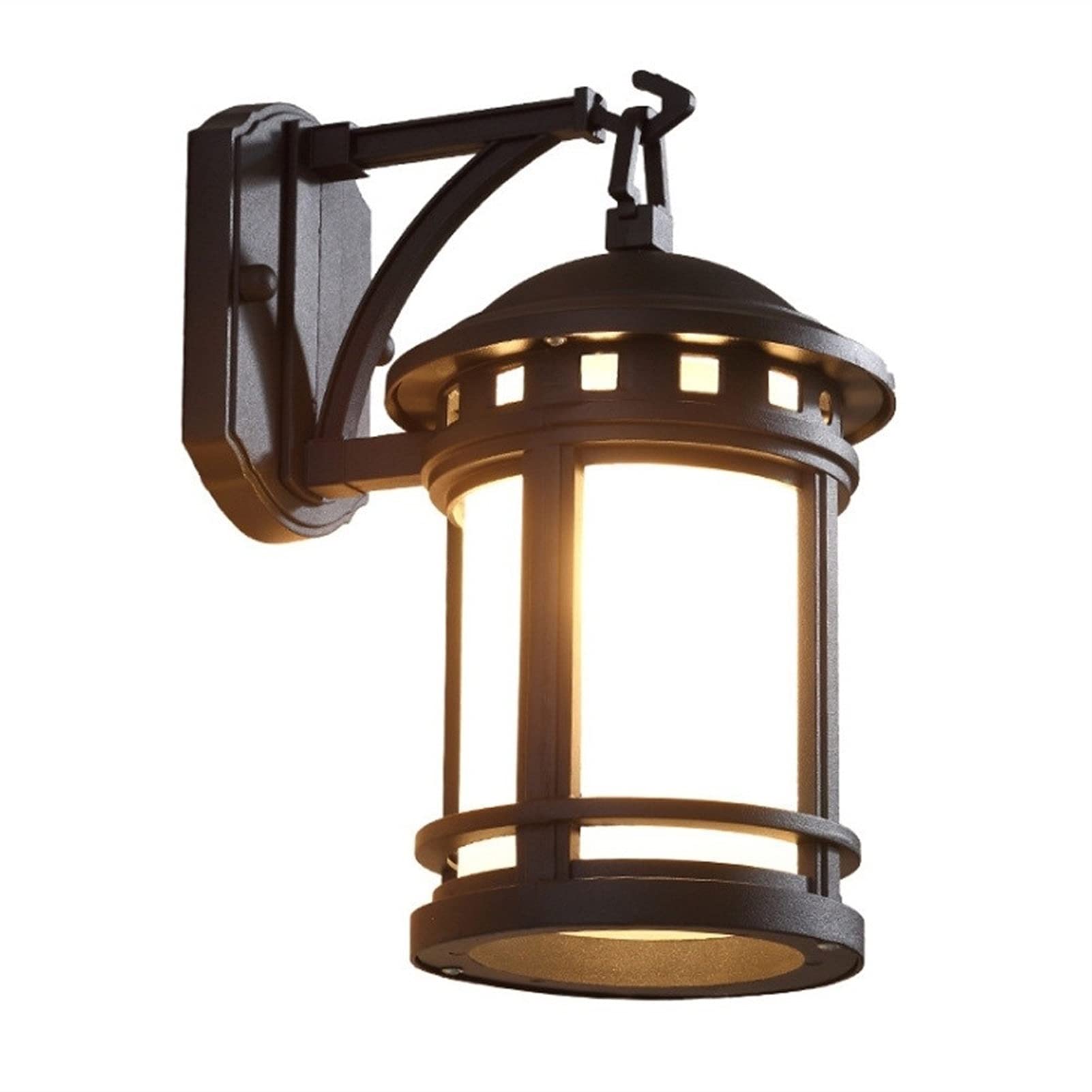 Wall Sconces, European Wall Light Outdoor Wall Lamps Black Waterproof Exterior Wall Lights European V-intage Retro Porch Bar Garden Aisle Lantern Metal Wall Sconce with Glass Lampshade E27 Energy Cla